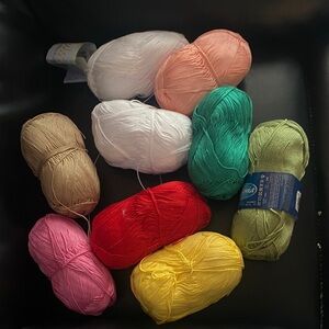 Omega Multicolor Yarn Skeins - Pink, Peach, Red, Yellow, Green, White, Tan